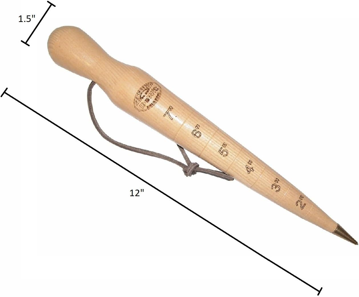 DeWit Wooden Dibber with Depth Measurements and Brass Tip, Simple Garden Tool Hand Dibber to Efficiently Plant Seeds, Bulbs, and Seedlings (12”)