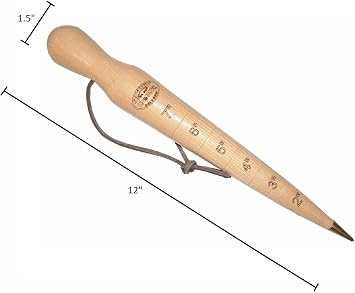 DeWit Wooden Dibber with Depth Measurements and Brass Tip, Simple Garden Tool Hand Dibber to Efficiently Plant Seeds, Bulbs, and Seedlings (12)