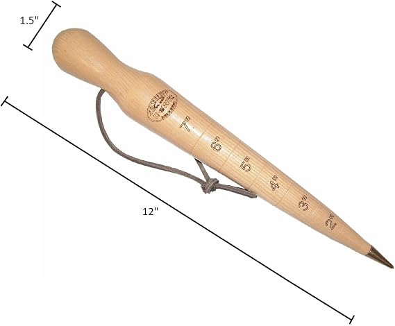 DeWit Wooden Dibber with Depth Measurements and Brass Tip, Simple Garden Tool Hand Dibber to Efficiently Plant Seeds, Bulbs, and Seedlings (12)