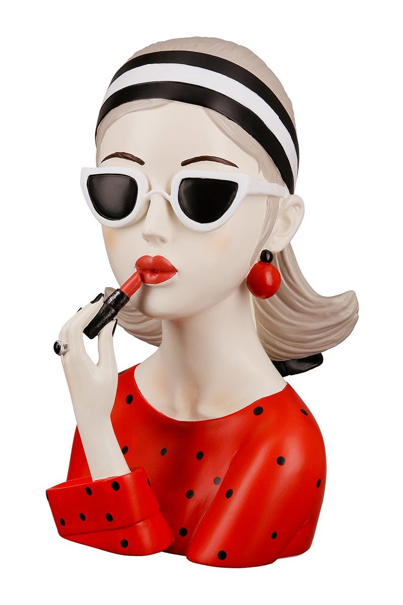 Poly Figur Lady - Elegante Dame mit rotem Lippenstift und Sonnenbrille