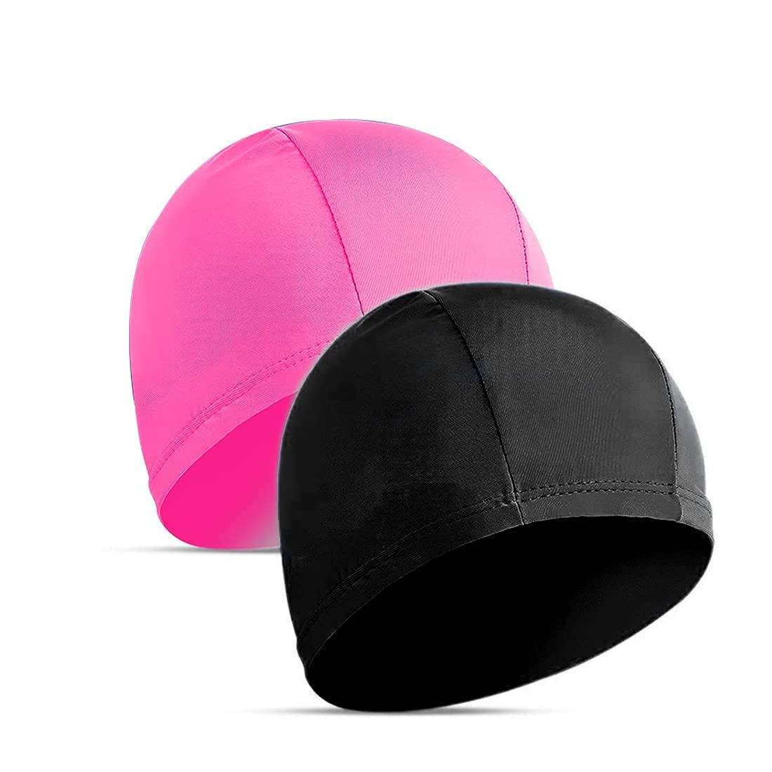 SULIUDAJI 2 Piezas Gorros Elásticos de Natación Sombrero Cómodo de Natación de Tela Gorros Ligeros de Baño para Mujeres Hombres Niños Natar estilo1