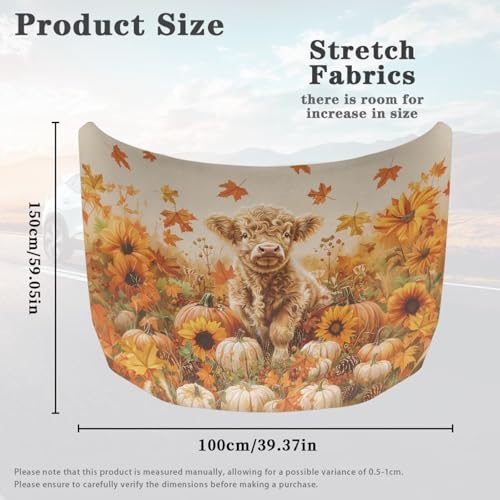 Image of Car Hood Cover All Weather Protection Auto Exterior Accessories Decor for Thanksgiving Universal Fit Hood Covers for Cars, Trucks, SUV, or Van Full Coverage