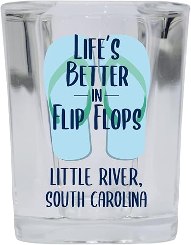 R and R Imports Little River South Carolina Beach Souvenir - Vaso de chupito de base cuadrada de 2 onzas, paquete de 2