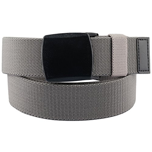 Sportmusies Elastic Belts for Men, Military Style Stretch Webbing Tactical Duty Belt (Grey,Plastic Buckle)2