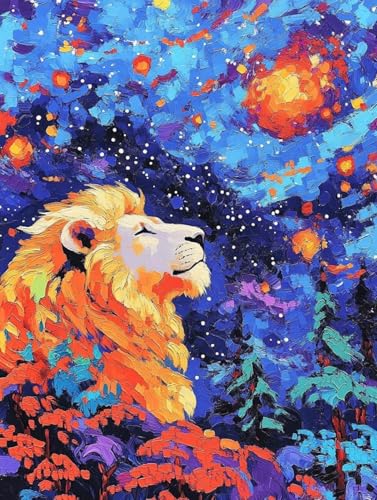 Kit broderie point de croix lion fait main canevas 9CT 50x70cm DIY