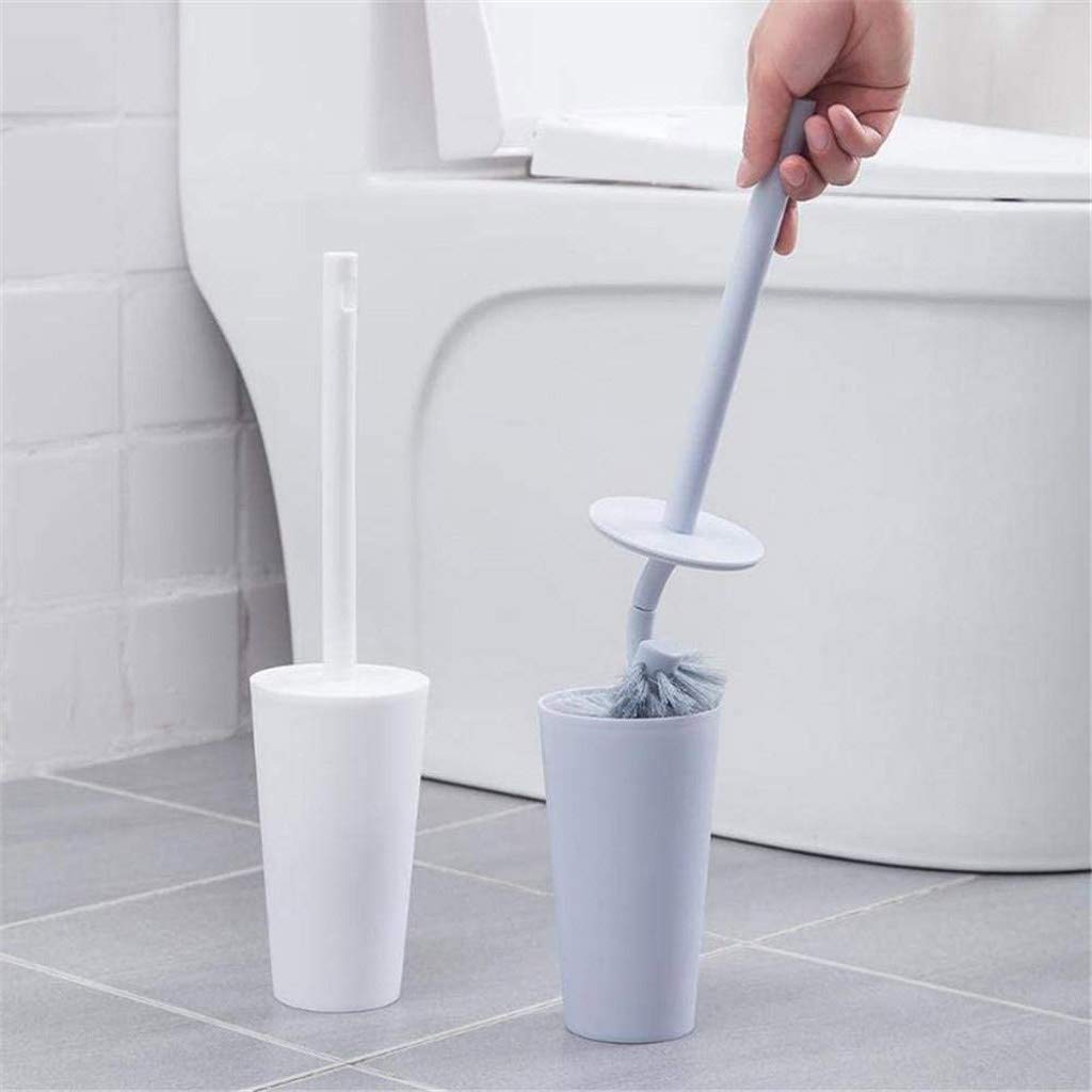 Kompakte, freistehende Kunststoff-Toilettenbürste und Badezimmer-Aufbewahrungsregal, stabil, Tiefenreinigung (C)