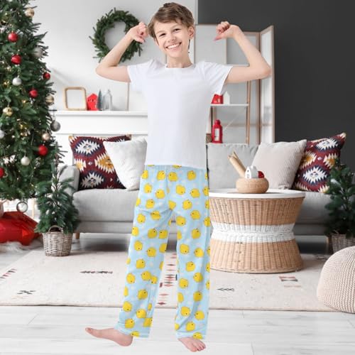 Boy's Pants Chicken Flower Light Blue Jogger Pants Elastic Waist Long Bottoms Trousers with Pockets 6-14 Years2
