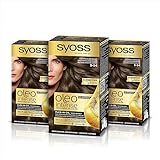 Syoss Oleo Intense - Tinte 5-54 Castaño Claro Ceniza – Coloración permanente Sin Amoníaco – Cobertura profesional de canas – Resultados de peluquería (Pack De 3)