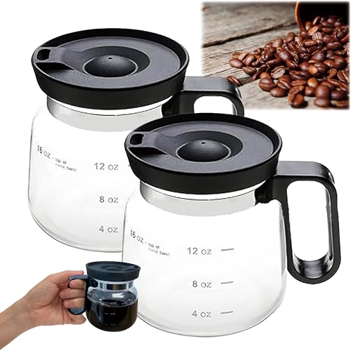 16 Oz Coffee Pot-Shaped Glass Mug (2 Pack)
