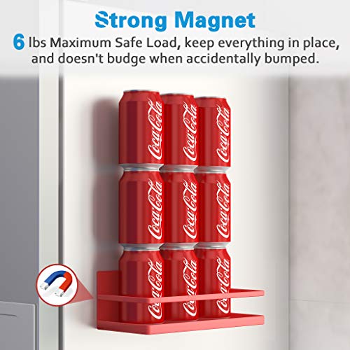 Image of Magnetic Spice Rack, Strong Magnetic Shelf with 2 Removable Hooks, Perfect Space Saver for Small Kitchen /Apartment, Awesome Metal Cabinet for Holding Spices, Jars, Bottle, Beve(Red, 2Pack)