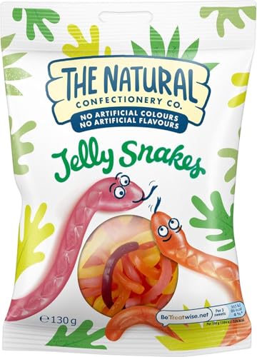 The Natural Confectionary Co. Jelly Snakes Assorted Fruit Gummies Sweets for Snacking Sharing & Gifting Mulipack 130 g (Pack of 10)