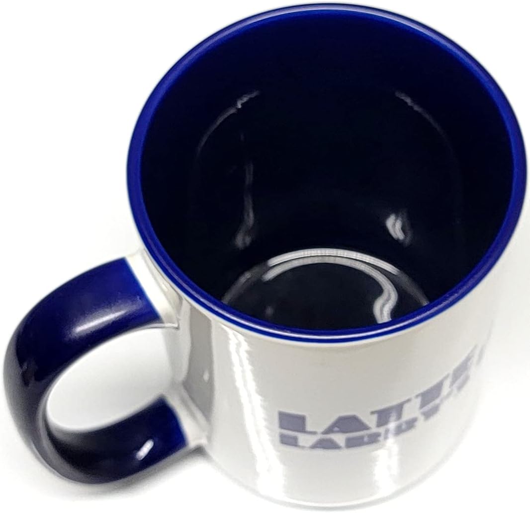 Latte Larry's Coffee Shop 15 Fluid Ounce Curb Mug - 2 Tone Blue/White Ceramic - Giftable Foam Box for Your Protection - Image 2