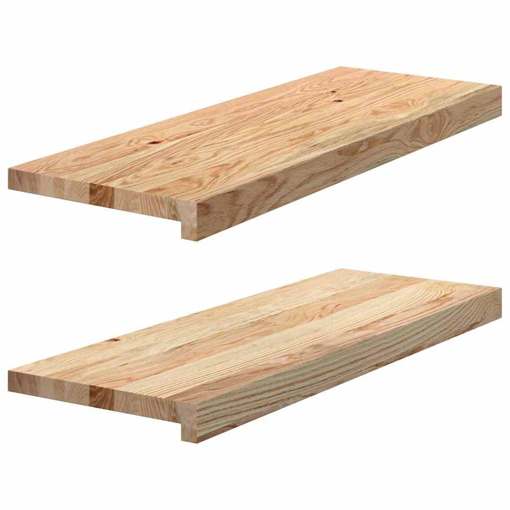 Generisch Stopnie schodowe z litego drewna dębowego, wytrzymałe maty na schody do użytku wewnątrz i na zewnątrz z naturalnym rysunkiem słojów (naturalne, 70 x 25 x 2 cm, 2 szt.)
