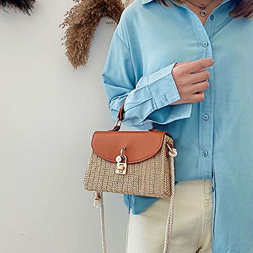 Women Mini Straw Woven Cross-body Shoulder Bag Top-handle Bag Handbag2