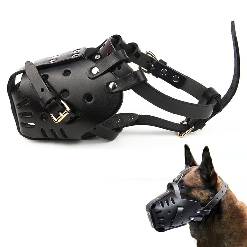 Muselière pour chien, muselière de dressage réglable en cuir pour éviter les morsures et les aboiements, design confortable pour les grands chiens, idéal pour le dressage et le contrôle du