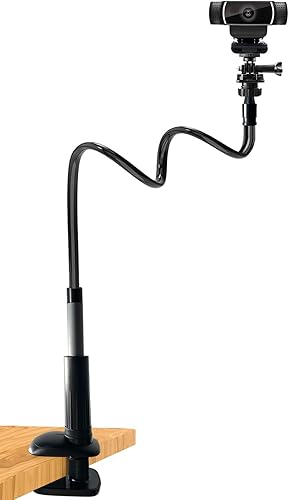 Soporte para cámara web de 32 pulgadas, base gruesa mejorada, cuello de cisne flexible, abrazadera de montaje para cámara web Logitech C930e C930