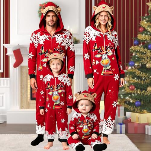 Christmas Pajamas for Family Cozy Reindeer Elk Xmas Graphic Hooded Jammies - image 7