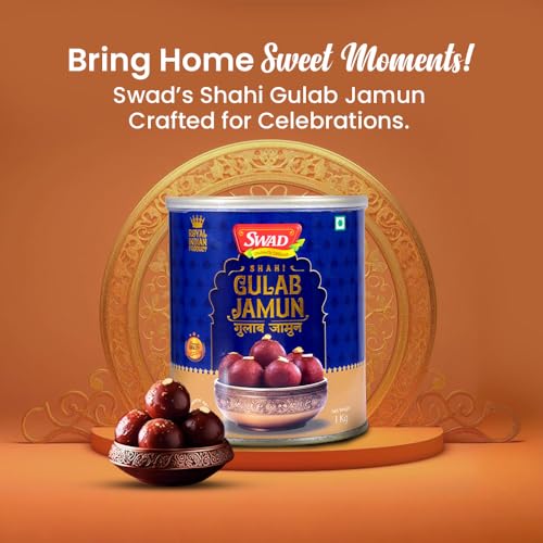 Image of SWAD Shahi Gulab Jamun 1kg Tin | Soft & Spongy Indian Sweet | Ready-to-Serve Mithai | Traditional Dessert for Festivals & Celebrations