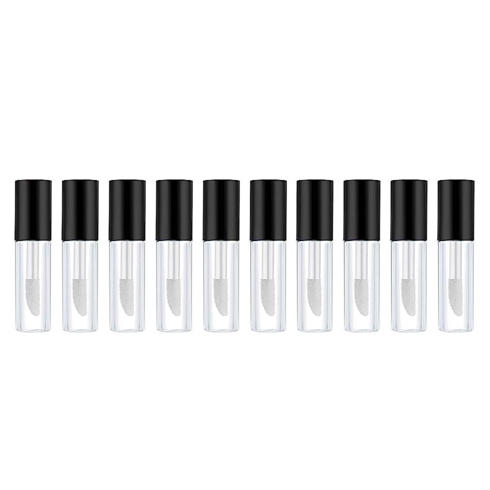 AKOAK 10 Pcs 0.8ml Empty Transparent Plastic Lip Glaze Bottle, DIY Homemade Mini Lipstick Lip Glaze Sample Bottle, Reusable, Portable Makeup Tool Accessories