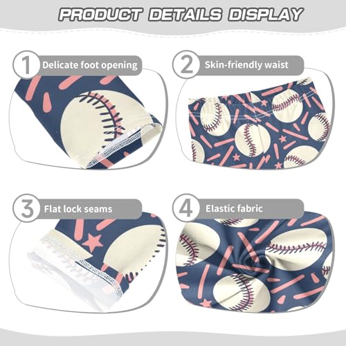 Cartoon Baseball Confetti Stars Girls Leggings Soft Stretch Workout Yoga Dance Pants for Kids Casual Tights3