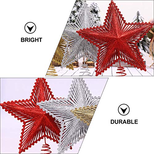 Topo de árvore de Natal Valicclud com glitter para decoração de árvore de Natal para casa - Vermelho