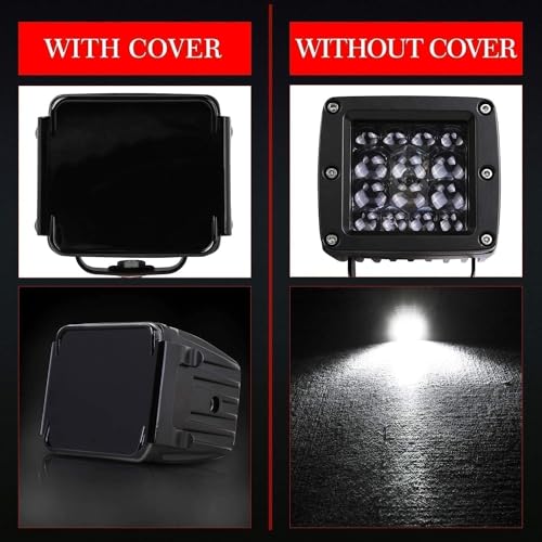 Image of 3 Inch LED Pods Covers 2PCS Square LED Cube Lights Black Covers PC Protective Lens 3X3 Pod Light Covers for Offroad Driving Fog Ditch Lights
