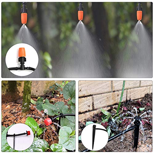 PADRAM Drip Irrigation System 82ft Drip Irrigation Kit Automatic Watering System with 1/4 Inches Blank Distribution Tubing Hose Adjustable Sprinkler Garden Saving Water Drip System Set