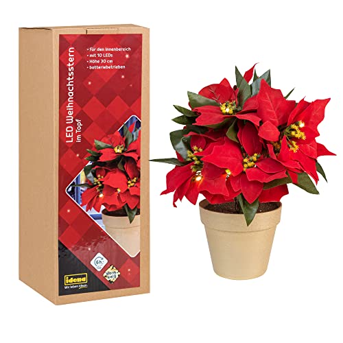 Dimetey Künstliche Weihnachtssterne - 4 Stück Mit 7 Köpfen In Rot Für Weihnachtsdeko