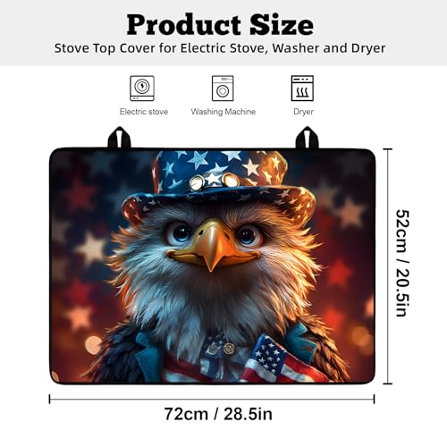 Image of Multi-Design Stove Cover for Glass /Electric Stoves - 3-in-1 Heat-Resistant Protector Mat, Non-Slip Drying Rack 28 inchx20 inch (Independence Day - Eagle)