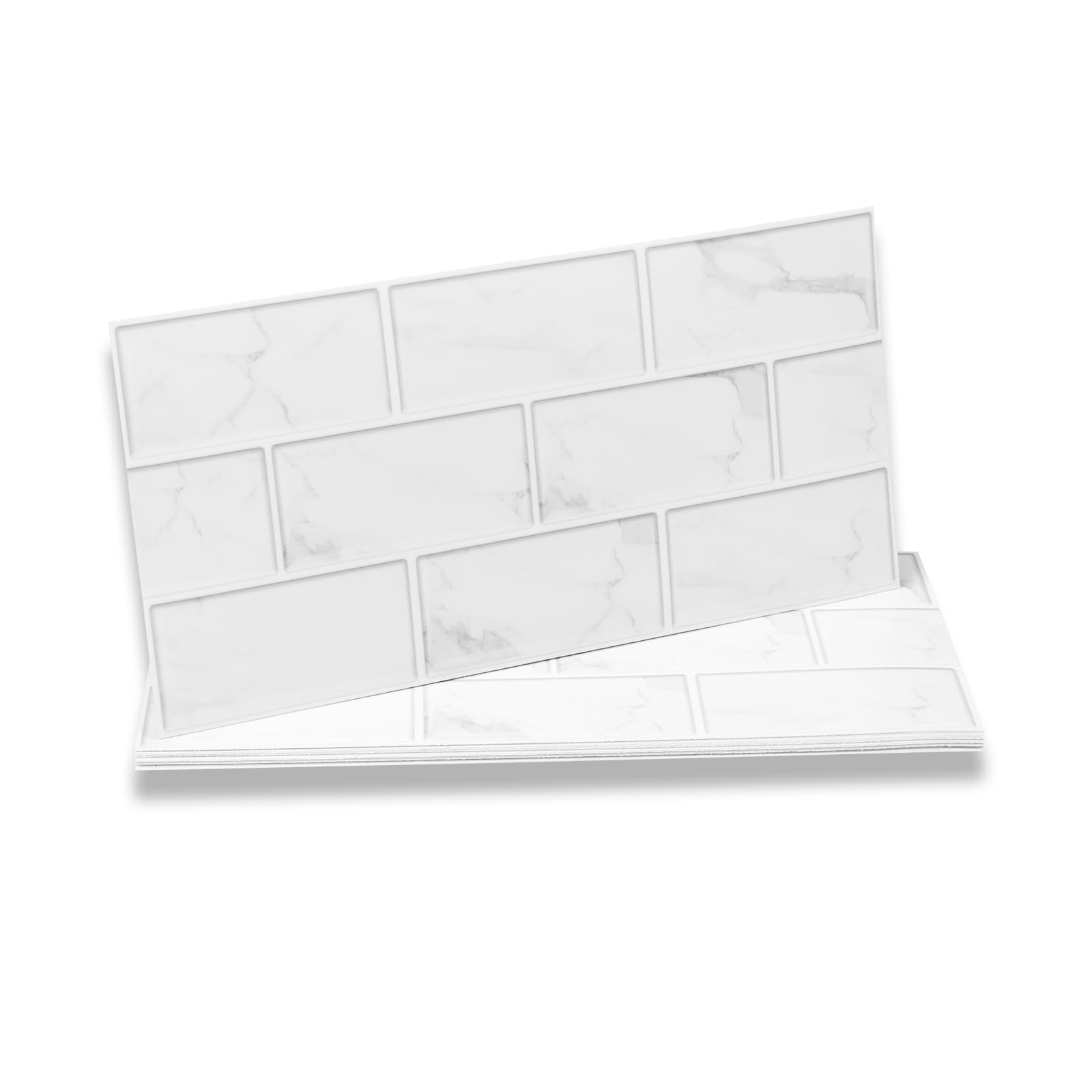 Fantasnight White Stick on Tiles 30x15cm 48Pcs, Tile Stickers Brick for Bathroom, Waterproof Peel and Stick Vinyl, Self Adhesive Wall Kitchen Splashback