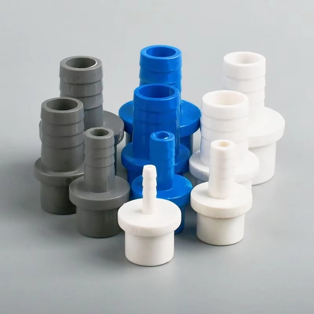 4 conectores de manguera de PVC resistentes para riego de jardín, elegantes plateados, blancos y azules, OD 20/25/32 mm (azul, 32 mm x 16 mm)