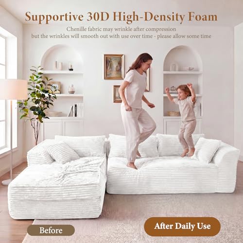 Vesgantti 106" Boneless Couches for Living Room, No Assembly Required Beige - image 5