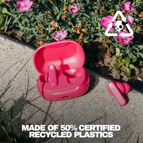 Image of Skullcandy Smokin' Buds Wireless Earbuds, Bluetooth Headphones, Noise Isolating Fit, Up to 20 Hours Battery, IPX4 Sweat and Water Resistant, Microphone for iPhone Android - Pink