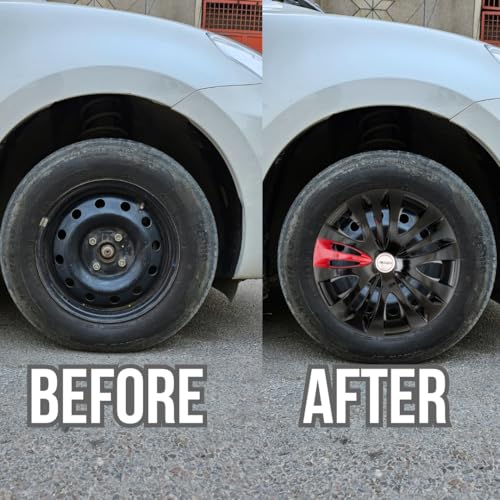 Image of Prigan Wheel Cover for All 12 INCH Cars Black Red Wheel Cap (Available in 12,13,14,15,16 Inch) (Set of 4 Pcs) (Press Fitting) Model- Ertiga-T1-BR1-12