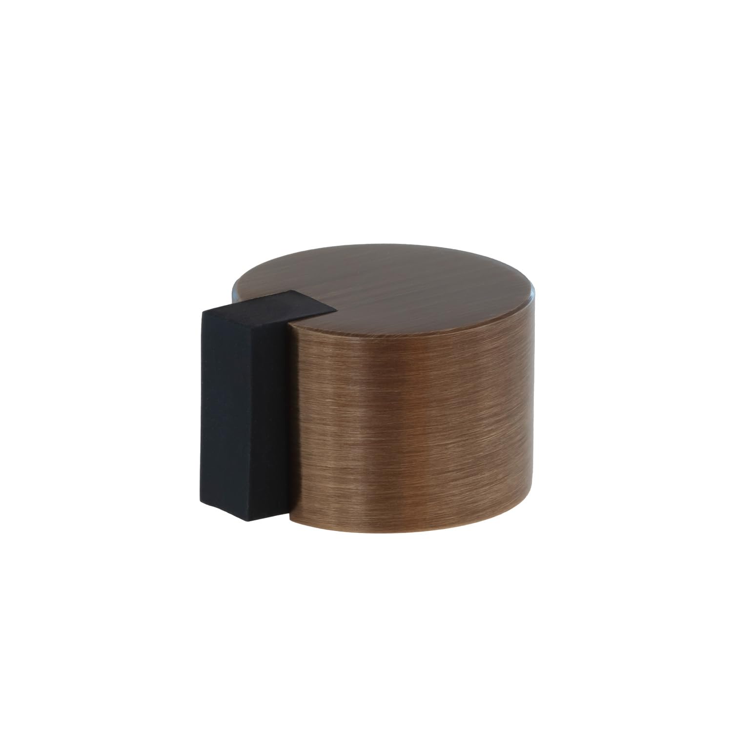 EVI Door Stoppers | Leather Brass Door Stop - Adhesive Fastening - Black Protector Rubber - 1.1 x 0.79 Inch Door Stopper