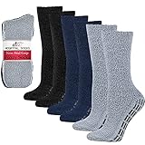 6 Pairs Non-skid Hospital Socks Slipper Socks Grip Socks For Women Men Gry/Nvy/Blk Debra Weitzner