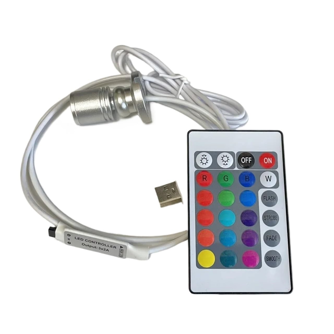 Reflektory LED z możliwością przyciemniania RGB mini wewnętrzna powierzchnia sufitowa interfejs USB 1 W 3 W model gablotowy lampa do domu dla lalek (przycisk długi, srebrny)