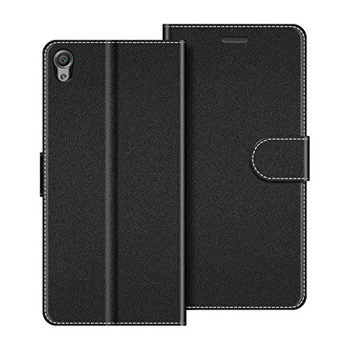 COODIO Coque en Cuir Sony Xperia X, Étui Téléphone Sony Xperia X, Housse Pochette Sony Xperia X Fonction Stand Etui Coque pour Sony Xperia X, Noir