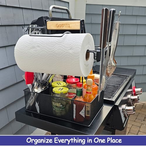 Geesta Grill Caddy - BBQ & Picnic Caddy with Paper Towel & Magnetic Tool Holders, Condiment Storage for Camper & Tailgate - Image 3
