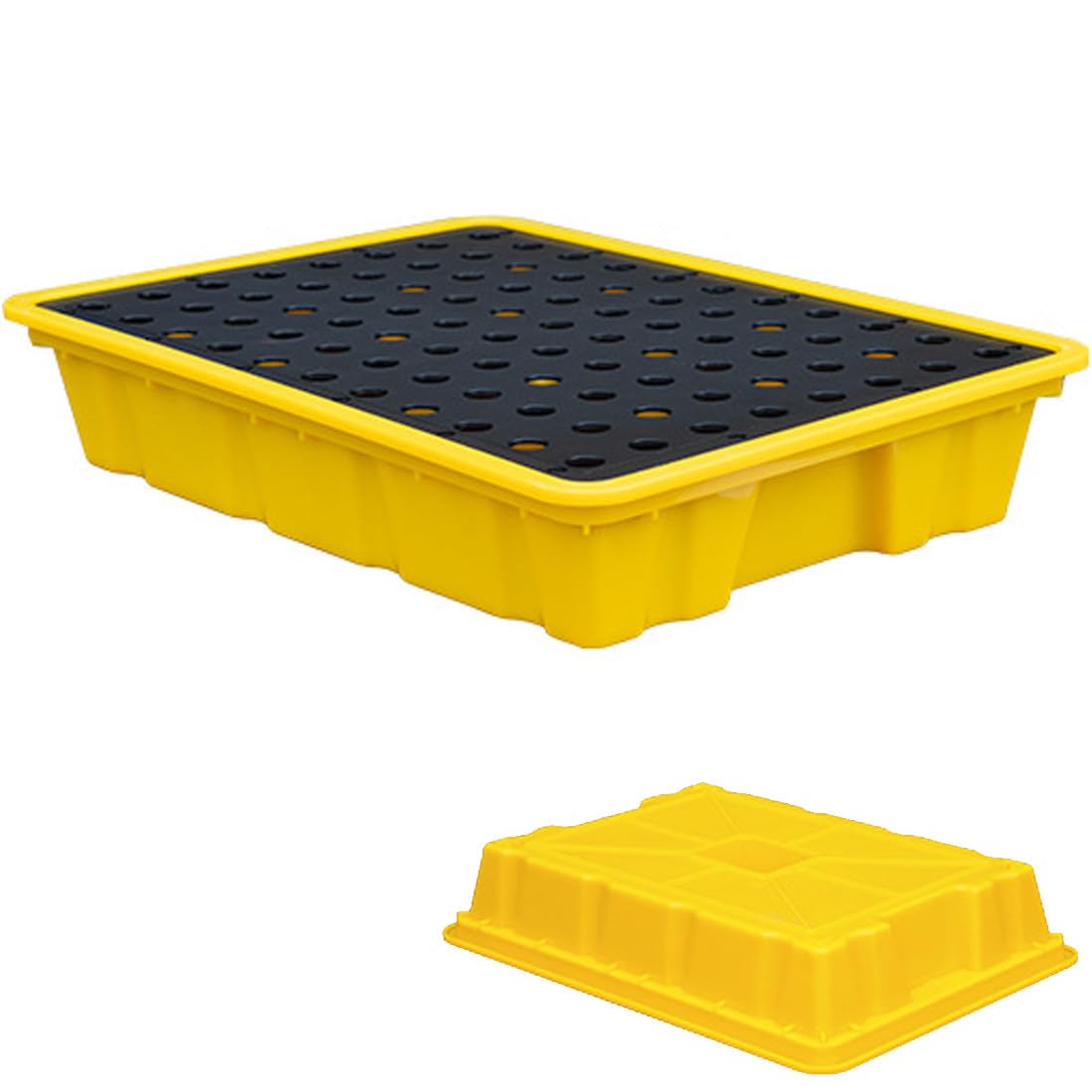 QUSYZD Stackable Spill Containment Pallet with Drain & Forklift Pockets - Modular Polyethylene Tray for 55 Gallon Drum - Leak-Proof Spill Platform,66 * 36 * 12cm