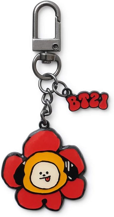 Amazon Com Bt21 花朵系列角色金屬按扣鑰匙圈包墜飾附夾子 Chimmy One Size 服裝 鞋子和珠寶