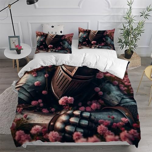Housse de couette double microfibre sans repassage parure lit 3D filles Chevalier - 6