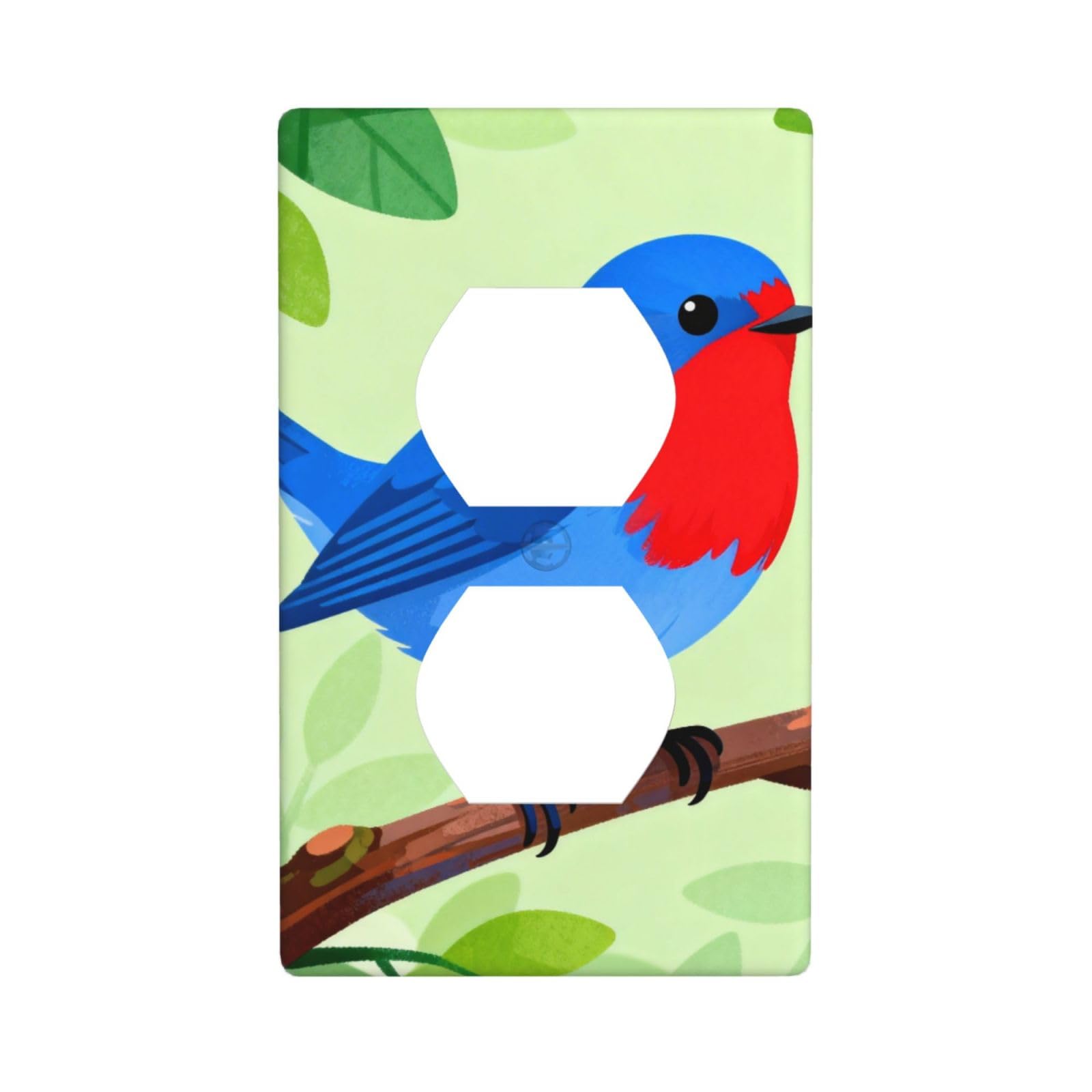 Blue Bird Branch Decorative Switch Plate Cover-Unbreakable Polycarbonate Wall Plate for Home Office, 1 Gang with Screws