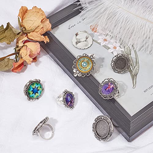 Anillo plano ajustable con bases de bisel en ocho estilos para resina y cabujones 6