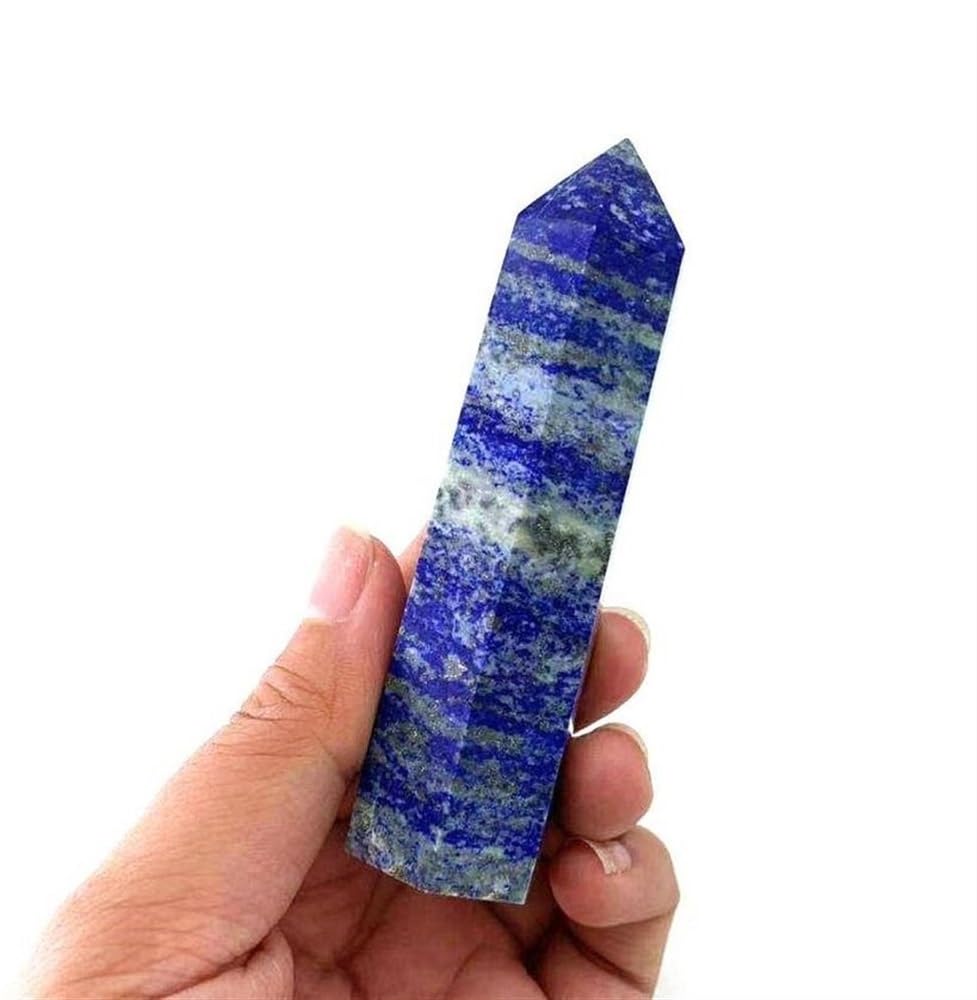 AtkitS Natural Stone Lapis Lazuli Point Hexagonal Column Crystal Quartz Healing Tower Mineral Prisms Obelisk Wall Gift Home Decor 1PC (Size : 5-6cm)