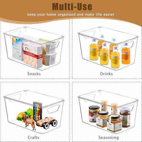 Image of 12 Pack Middle Stackable Storage Boxes for Storage and Organization, Clear Storage Bins with Lids, Plastic Storage Containers with Lids, Plastic Bins with Handles for Office, Bedroom, Study Room