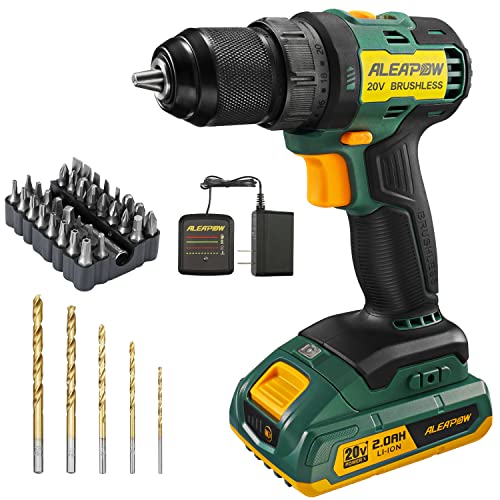 ALEAPOW D10 Cordless Brushless Drill, 20V Drill Driver Kit, 2Speeds(0