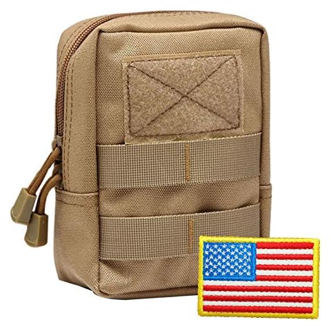 RubRab Molle Tactical Pouch for Belts Vests Backpacks Utility Gear Accessories Attachments Pocket Bag Outdoor Hiking Climbing Pack with Free USA Flag Patch (Regular, Brown Bag) Cover