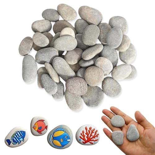 Lot de 45 galets à peindre, 1 à 3 cm, grands galets de rivière, Dessin Créative Galets à Peindre, pierres décoratives, pierres décoratives naturelles, pour jardin, pots de fleurs et aquariums