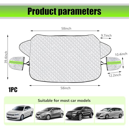 Image of Windshield Snow Cover, Front Windshield Cover for Ice and Snow, Wear-resistant Snow Frost Protection Auto Cover with Independent Earmuffs, Four Seasons Universal Protection Cover, Universal for Cars
